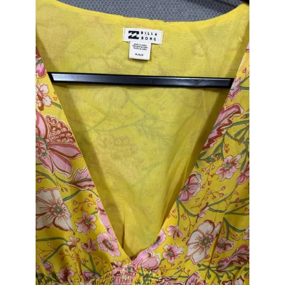 Billabong Yellow Spellbound Floral Maxi Dress M